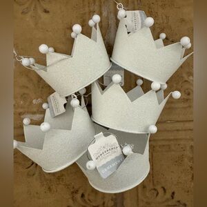 Set of 5- Wondershop Glittery White Crown Ornaments